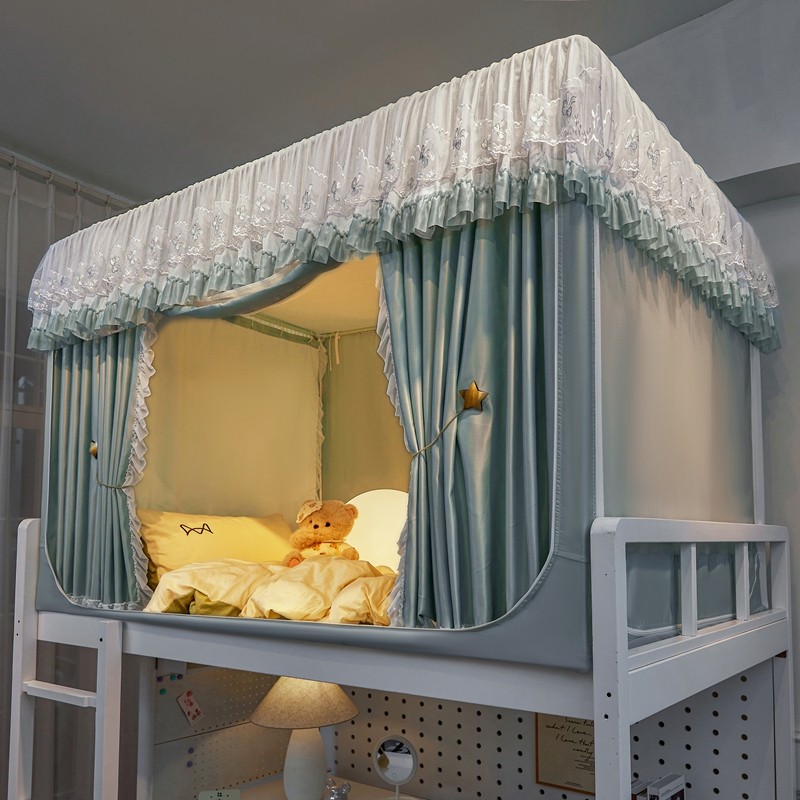 强遮光大学生蚊帐床帘一体式全包上下铺寝室床幔公主风女生防隐私