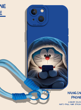 适用苹果17手机壳iphone16promax被窝哆啦a梦15plus带挂绳14pro蓝色13mini卡通12可爱11叮当猫8p新款7/xs女xr