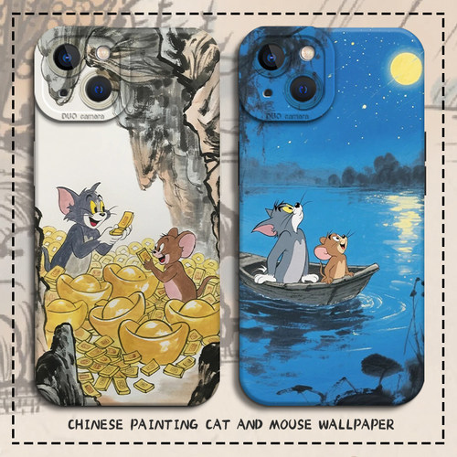 国画猫和老鼠手机壳汤姆和杰瑞