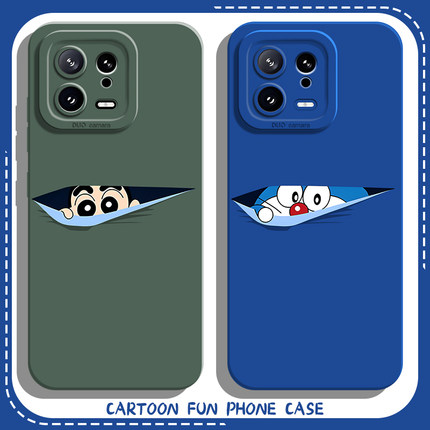 卡通偷瞄手机壳适用小米15小新14ultra叮当猫13pro趣味12情侣11红米k80k70E/k60至尊版k50k40s男k90/note17/9