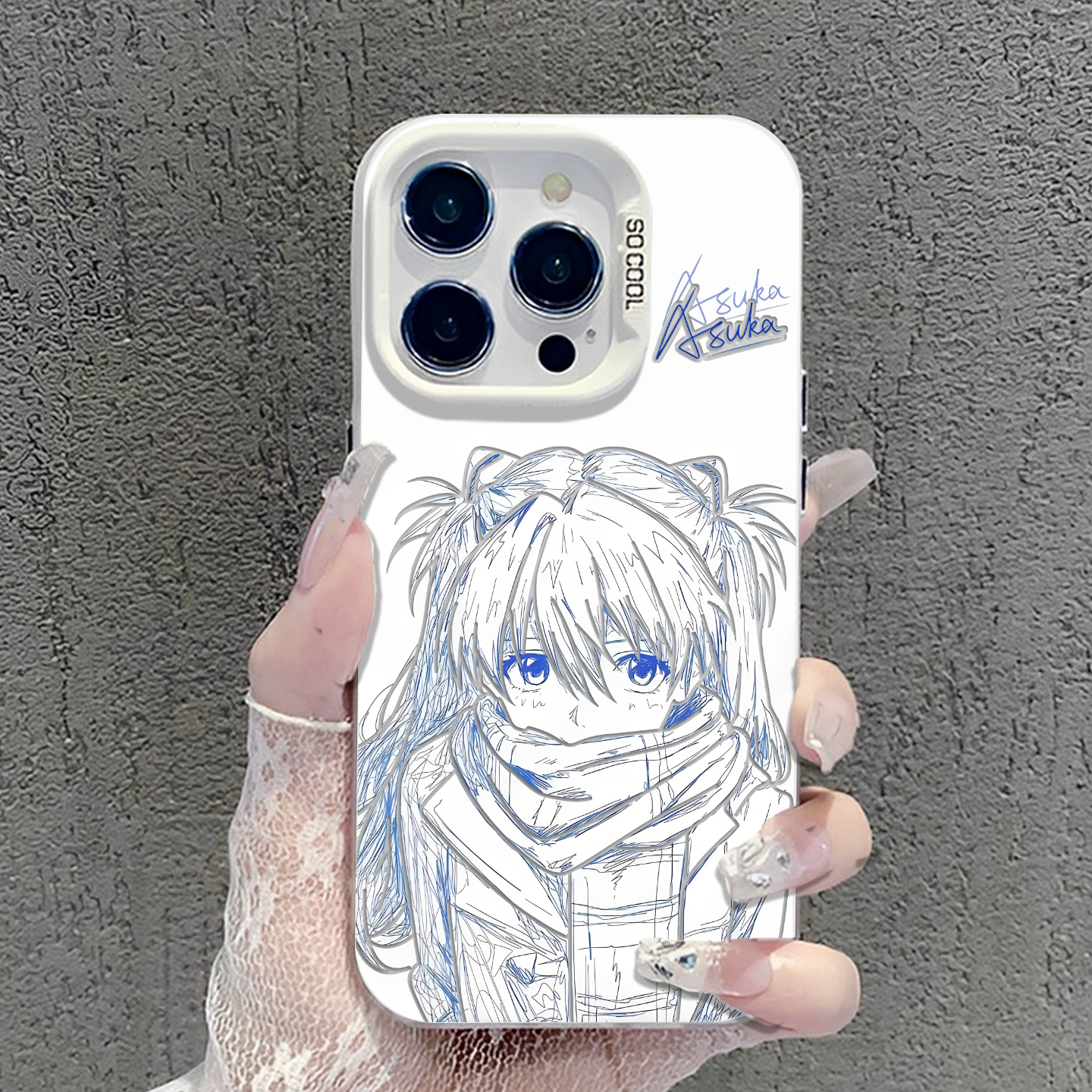 明日香线稿手机壳动漫周边