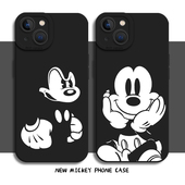 米奇手机壳适用苹果16新款 iphone15promax黑白14plus简约13mini小众12高级11情侣8p卡通7复古xs男xr女x黑色ip