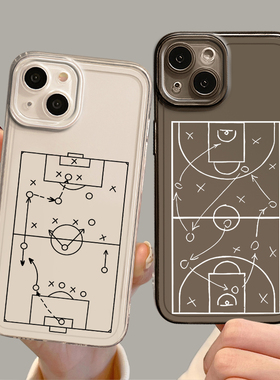 线条球场手机壳适用华为pura70足球nova12篮球mate60pro简约p50运动40战术30体育11透明10/9/8荣耀200/100/90