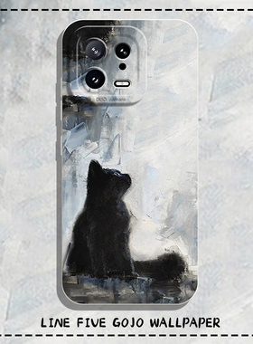 油画黑猫手机壳适用小米15猫咪14ultra小众13pro高级12/11红米k80k70k60至尊版k50k40s/k90/note17男turbo4/3