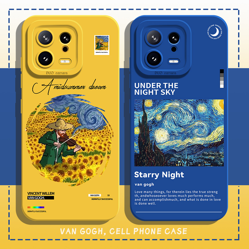 适用小米手机壳梵高标签