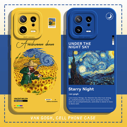 梵高标签手机壳适用小米15/14ultra油画13pro艺术12星空11红米k80k70E向日葵k60至尊版k50/k40s/k90/note17/9