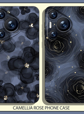 山茶玫瑰花手机壳适用华为pura70花朵nova13新款mate60pro高级感p50黑色40小众30妈妈12女11/10/9荣耀300/200