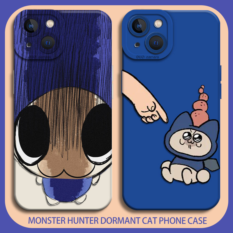 呆猫手机壳适用opporeno14怪物猎人findx8pro艾露猫s+趣味13/12搞怪11卡通15可爱9创意7ultra新款6/5男4/oppo