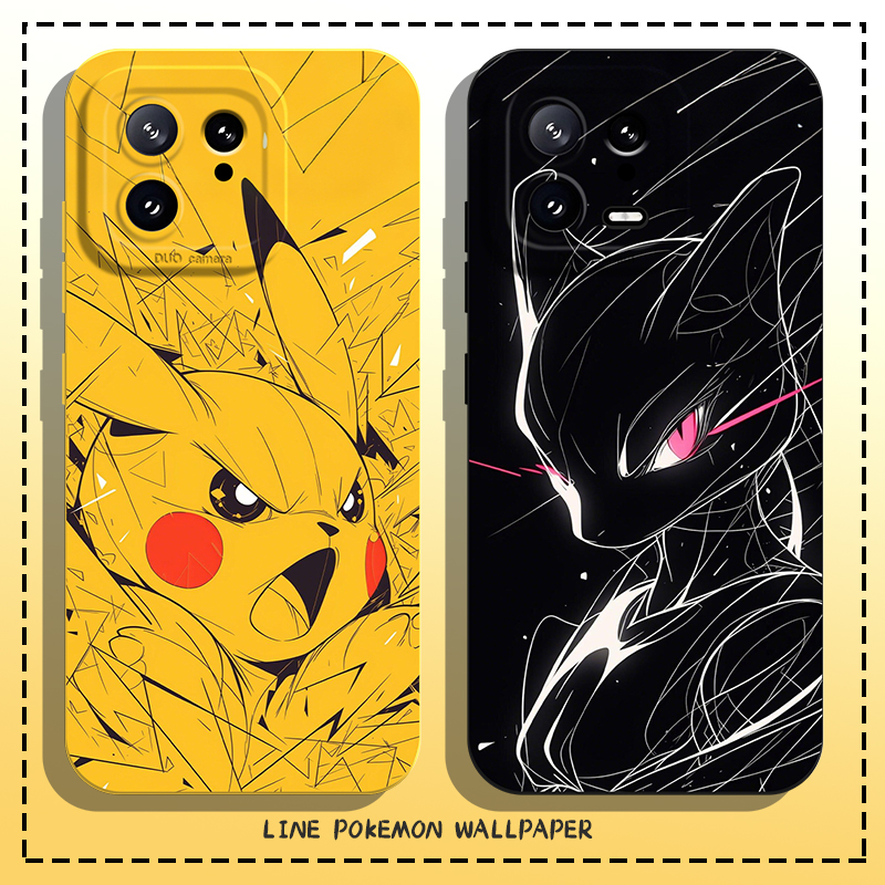 适用小米红米手机壳线条宝可梦