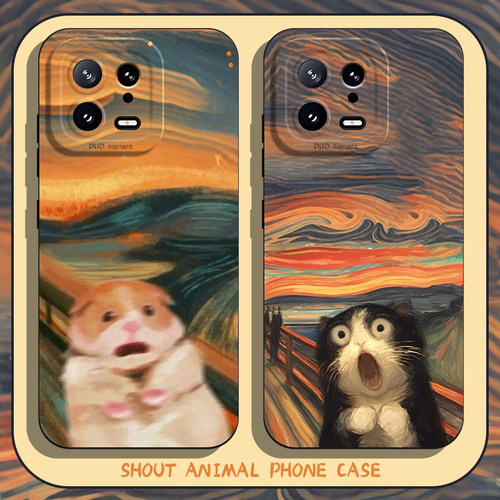 适用小米红米手机壳惊吓猫咪鼠鼠