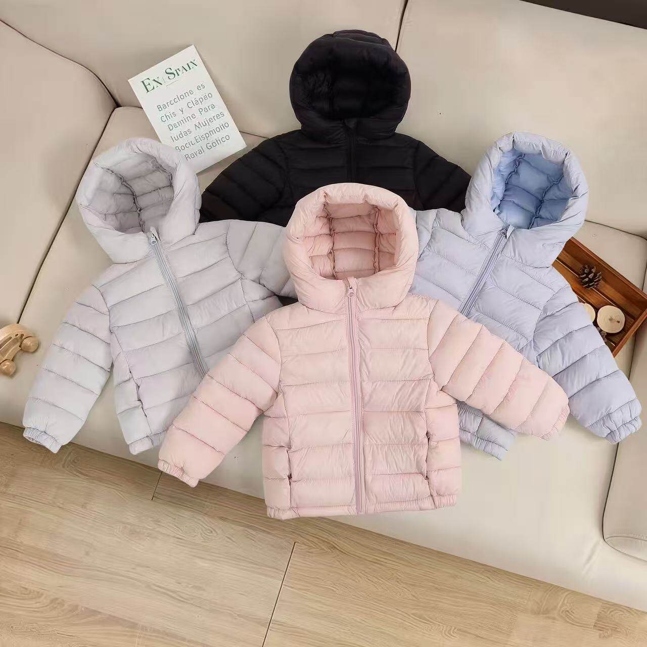 Z27深秋冬男女宝轻薄儿童带帽棉服外套