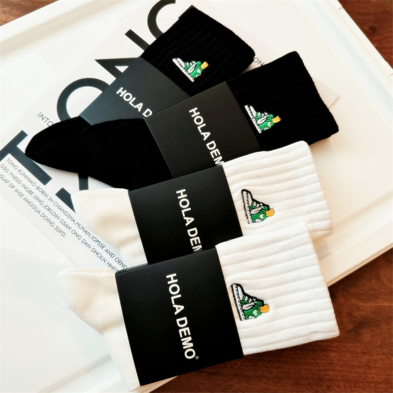 白色袜子男男士中筒袜男生运动袜