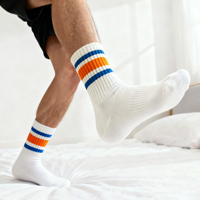 袜子男士中筒袜精梳棉吸汗防臭运动男袜潮ins条纹女袜男生长筒袜