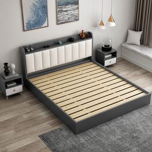 喜临门现代简约软包实木床1.8米出租房主卧双人床1.5榻榻米单人床