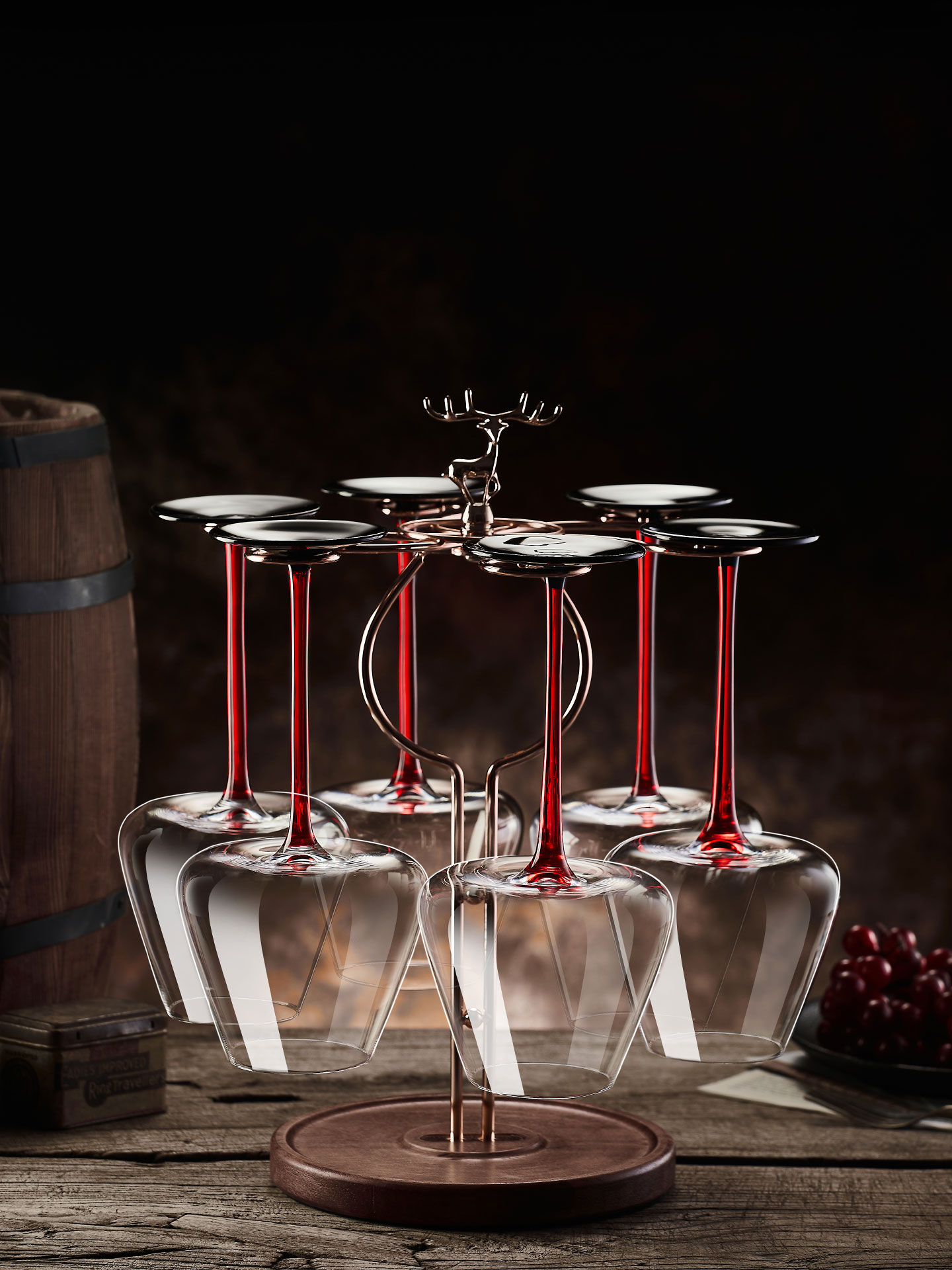 轻奢高档黑领结红酒杯家用一套高级感水晶醒酒器葡萄酒高脚杯套装