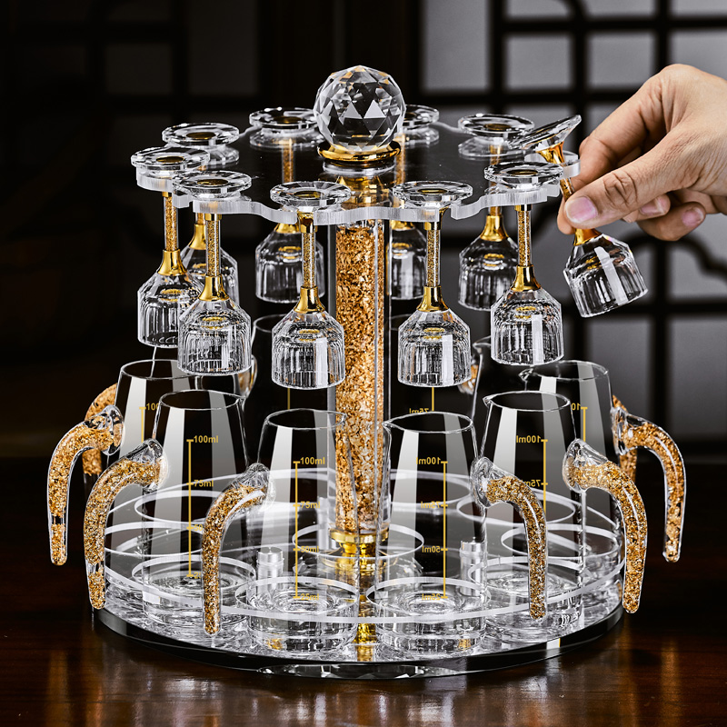 水晶白酒杯轻奢高档玻璃高级感二两分酒器创意酒具套装家用一口杯