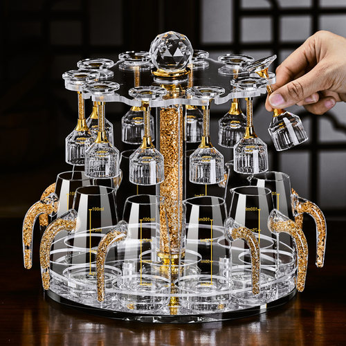 水晶金箔白酒杯套装送礼乔迁