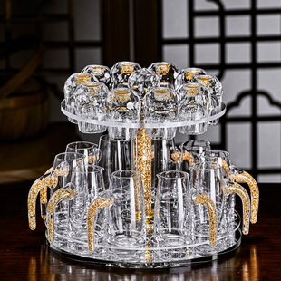 水晶金箔白酒杯套装创意带刻度分酒器家用轻奢高档精致高级感酒具
