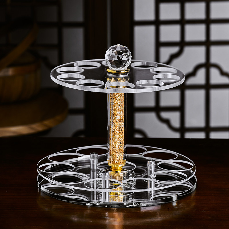 轻奢水晶旋转白酒杯置物架分酒器酒杯架高级感展示收纳架子弹杯架
