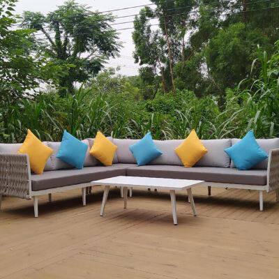 馨宁居定制户外沙发露台庭院别墅藤编拉绳休闲沙发组合来图定制