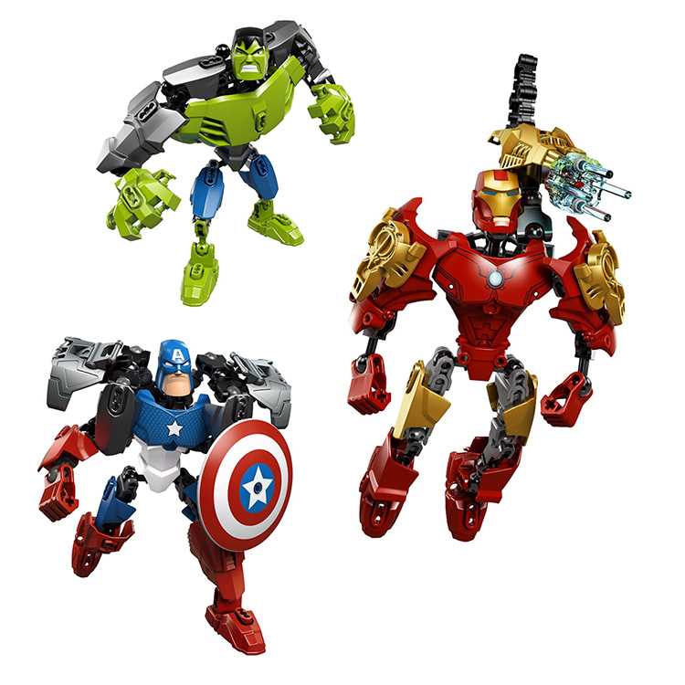 新款marvel 漫威拼装益智模型 复仇者联盟玩具钢铁侠美国队长蝙蝠