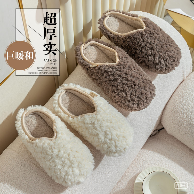 新款女鞋秋冬情侣高级感毛绒保暖