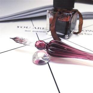 水晶玻璃笔蘸水笔手工礼盒墨水彩墨儿童水晶笔沾水笔蘸墨笔沾墨水