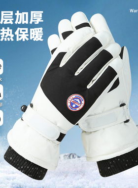 手套男冬季2024新款加绒加厚保暖防寒可触屏防风电动车女滑雪手套