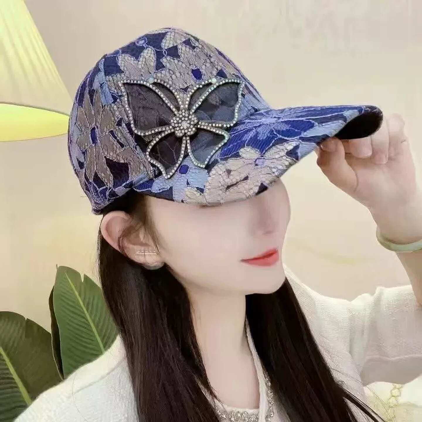 新蕾丝鸭舌帽女士春天夏洋气帽子薄款中老年妈妈帽子老人网纱帽遮