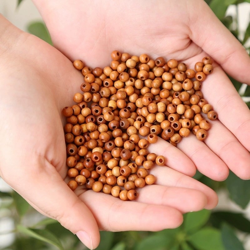 6/8mm100颗天然桃木散珠圆形珠子手工DIY串珠散珠串门帘手链配饰