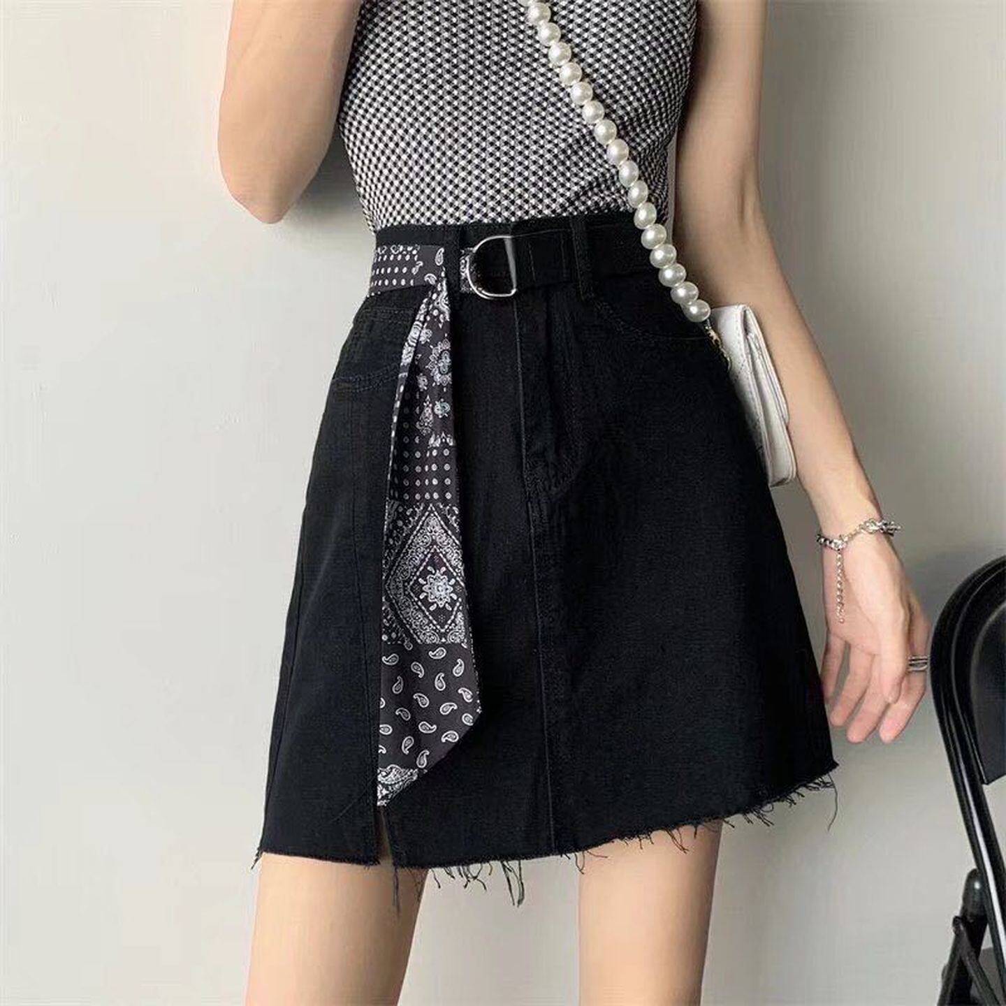 帆布拼丝巾腰带女士配连衣裙子时尚百搭装饰牛仔裤带个性皮带设计