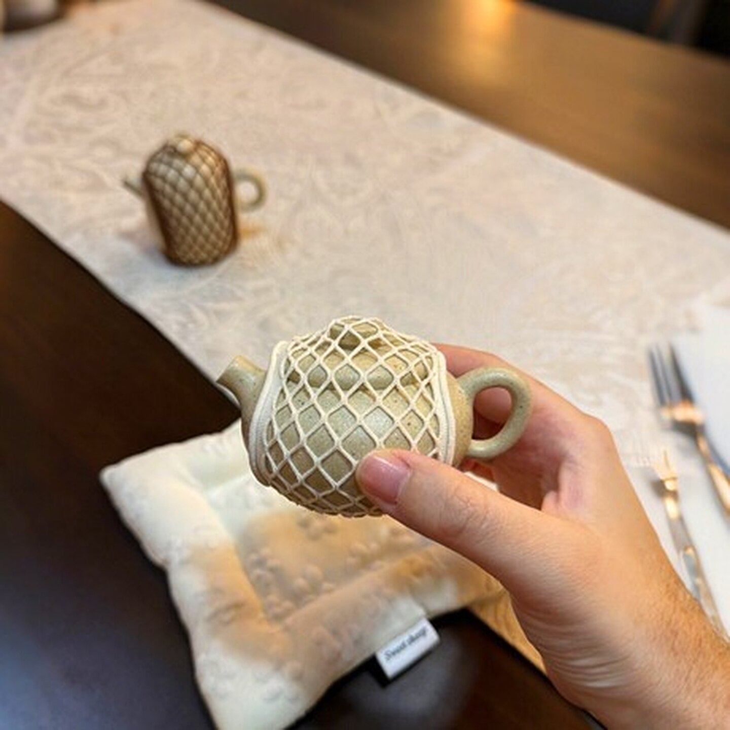 茶杯盖保护套户外旅行防磕碰保护带茶壶收纳网兜茶具盖碗头绳绑带
