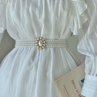 珍珠腰链腰带女士配裙子连衣裙收腰装饰松紧古装汉服配饰腰封配饰