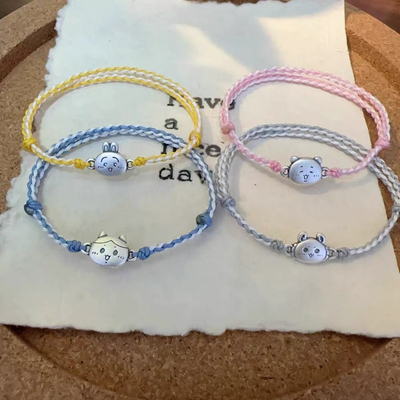 足银999扁扁古法chikawa小八吉伊乌萨奇小飞鼠可调节手绳手链礼物