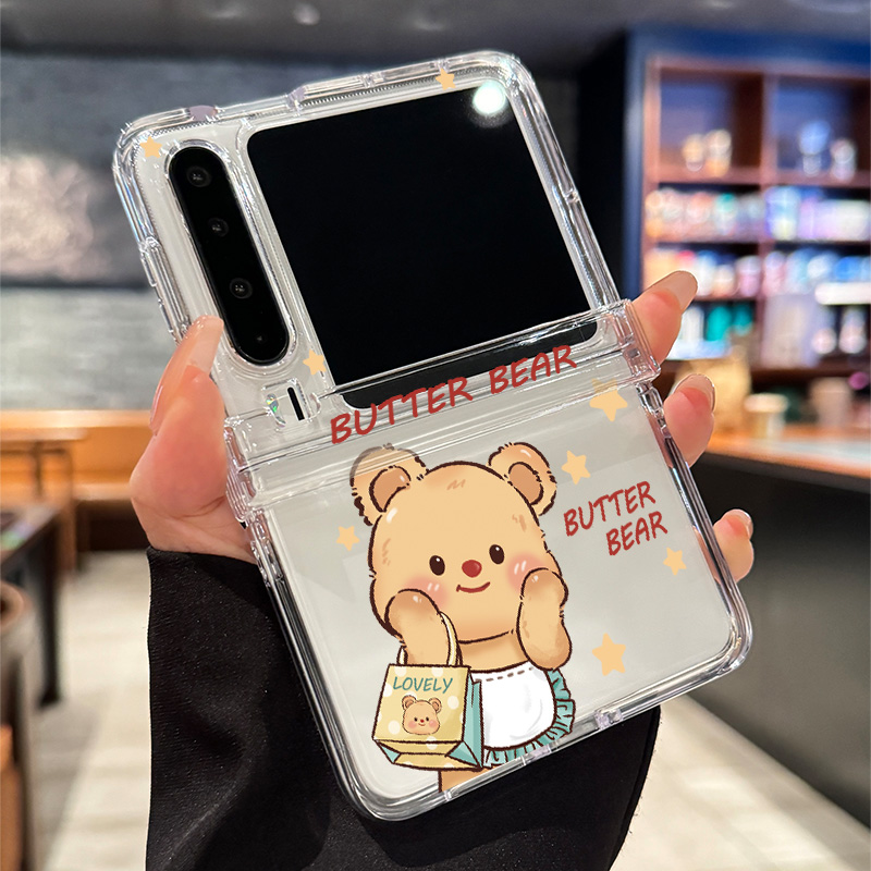 适用于华为purax手机壳新款透明捂脸黄油小熊超薄PuraX典藏版折叠屏三件套防摔潮流PURAX女款保护套超火时尚