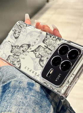 拾壳适用小米mixfold4手机壳黑色线条蝴蝶mixfold3新款时尚折叠屏MIX透明超薄硬壳fold4高级感女fold3保护套