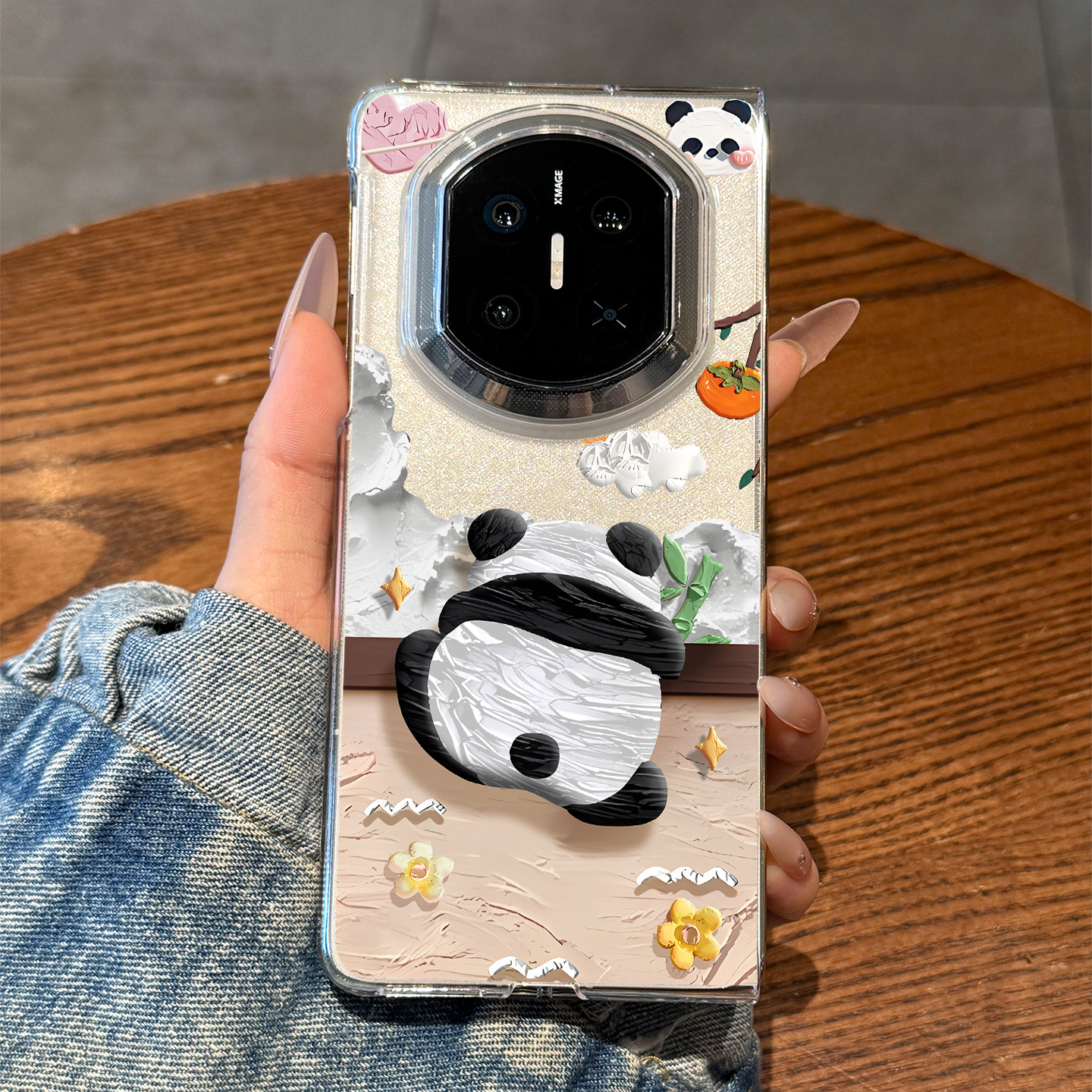 适用华为matex7油画熊猫手机壳