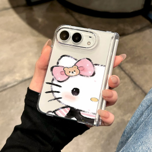 适用苹果折叠手机壳新款卡通iphone duo小众超薄透明高级感18折叠屏小熊可爱猫咪18duo女款全包防摔外壳爆款