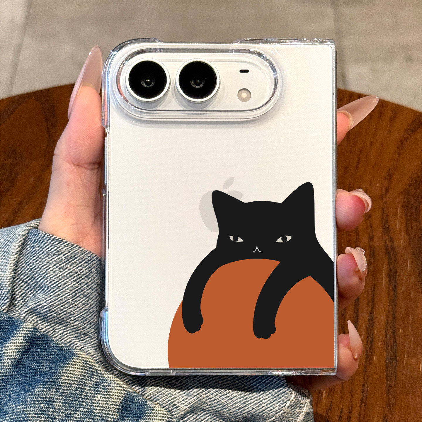 适用于苹果折叠手机壳新款iPhoneduo折叠屏保护套橙子黑猫18ultra全包防摔个性超薄透明fold高级感外壳时尚女