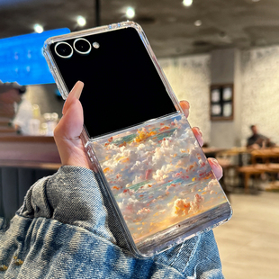 适用三星zflip7手机壳新款 小众女ins 海上生花zflip6折叠屏保护套高级感galaxy全包防摔超薄外壳高端唯美个性