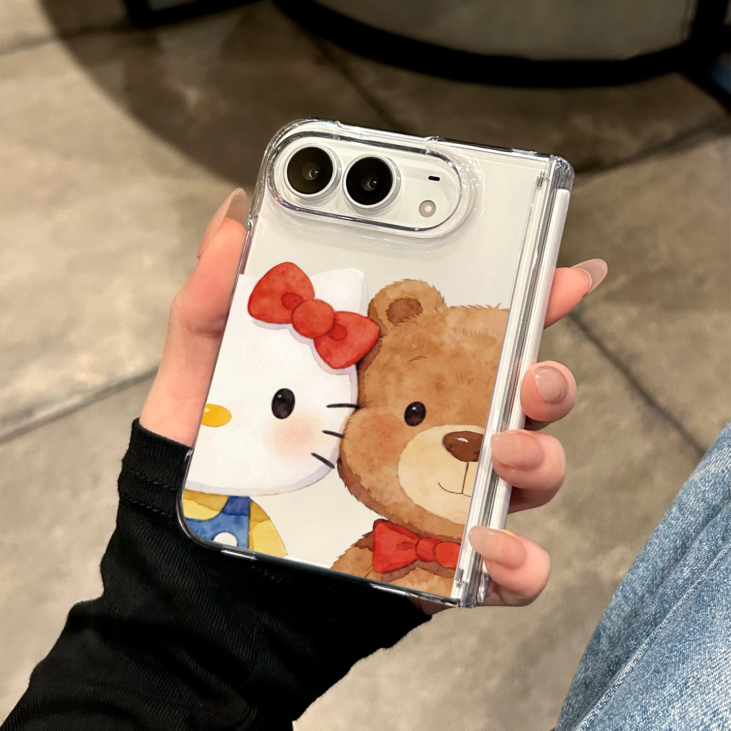 适用苹果折叠手机壳新款iphone duo可爱侧边KT猫18ultra全包超薄防摔18duo高级感少女爆款18折叠屏透明保护套