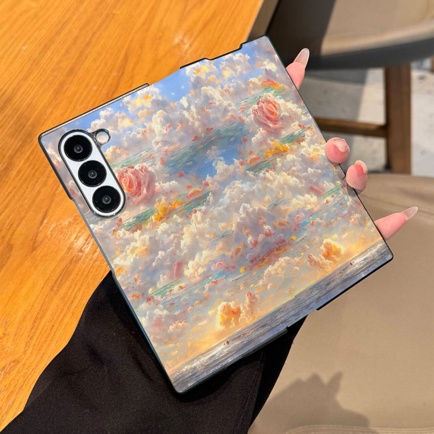 适用于三星zfold7手机壳新款全包皮套zfold6折叠屏海上生花高级感zfold保护套唯美艺术超薄全包防摔北欧风