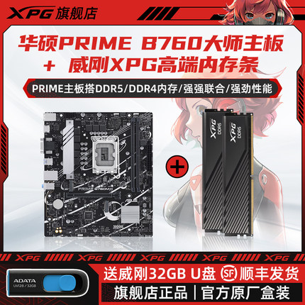 华硕B760威刚XPG DDR5/DDR4 32G/16G内存条主板套装支持i5 13490F