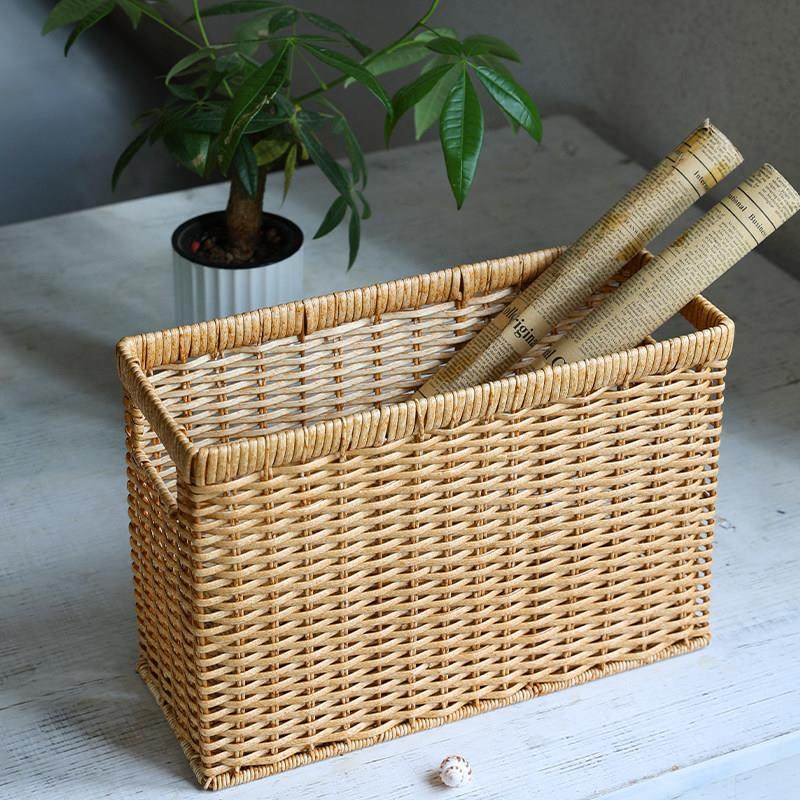 北欧风杂志书报字画筐 仿藤编客厅置物筐收纳篮 车载储物篮整理箱,收纳整理,其他收纳篮,淘宝优惠券,粉丝福利购,淘宝优惠卷