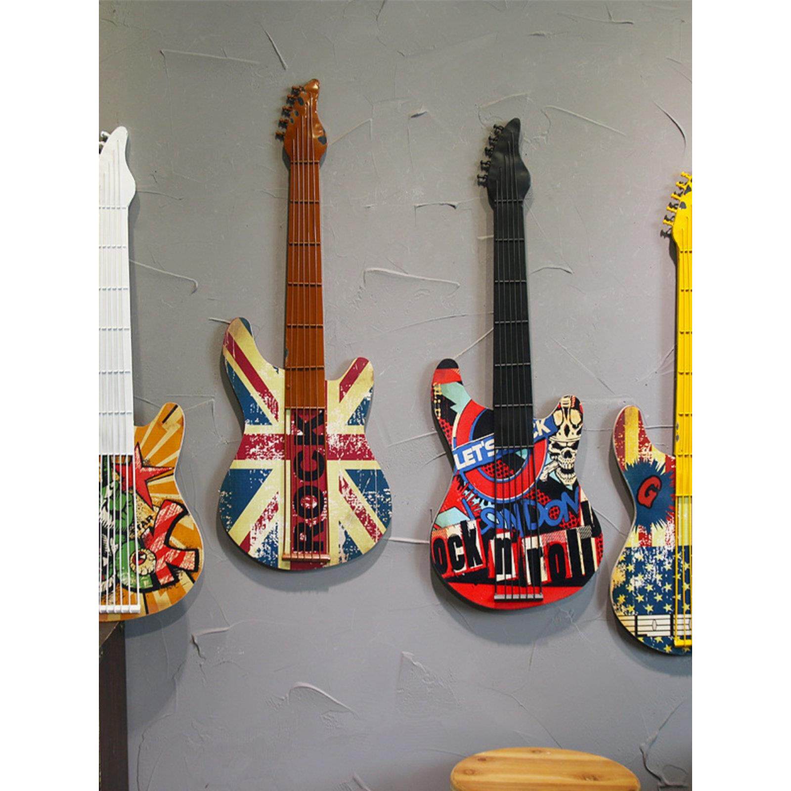 铁艺吉他创意墙面装饰居家覆古装饰品酒吧咖啡厅壁饰客厅墙壁挂件