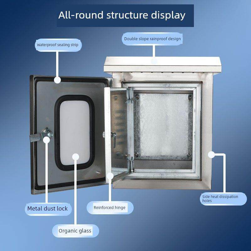 室外双门不锈钢防水配电箱304室外双门仪表电控内外门控制按钮
