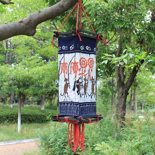 饰酒吧饰品布艺新中式 蜡染灯笼民族风手工灯罩餐厅装 宫灯老鼠嫁女