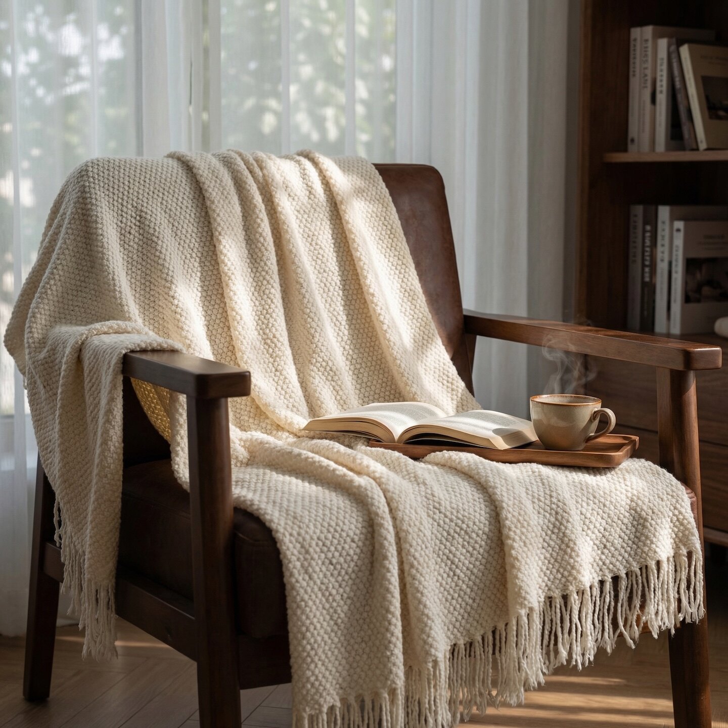 米白色毛毯法式软糯手感针织毯空调毯披肩床尾毯装饰毯沙发毯盖毯