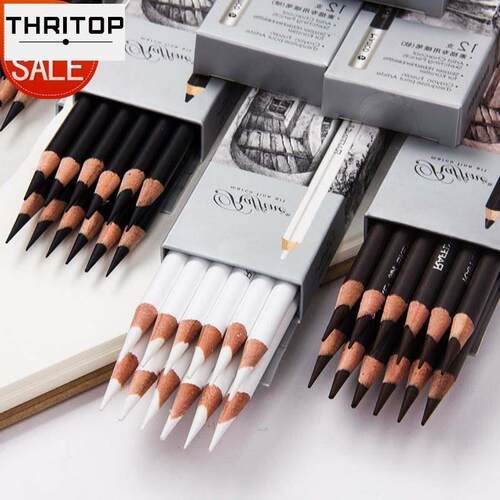 white charcoal high light pen white sketch pencil brush set