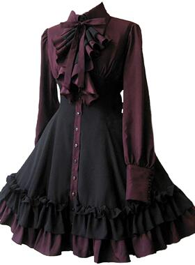 女子覆古宫殿洛丽塔礼服领口高腰受害者